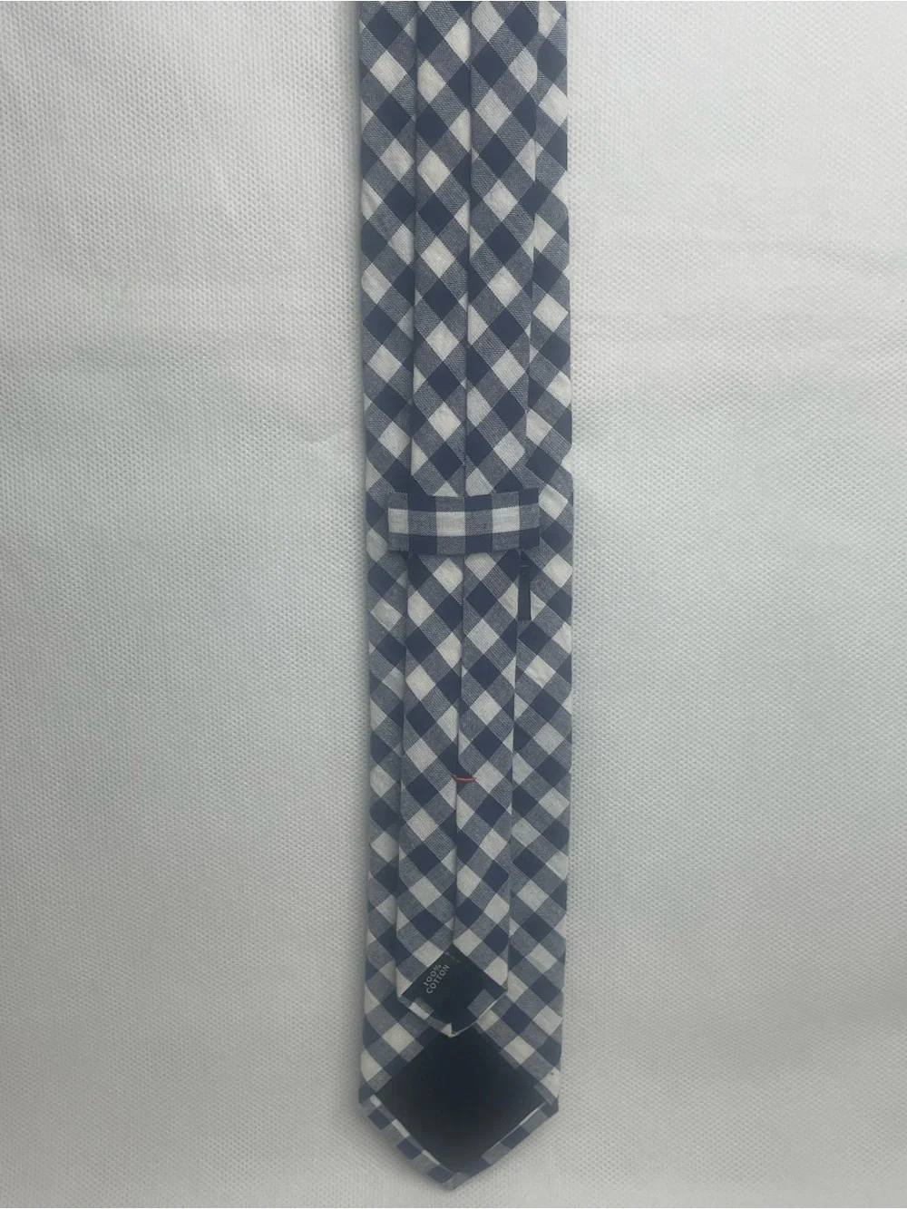J. Crew The Gingham Slim Cotton Tie 2.25” Necktie Skinny Navy Blue White Checked